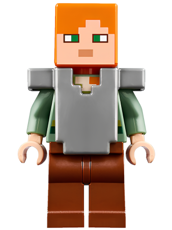 Минифигурка Lego Minecraft Alex - Reddish Brown Legs, Flat Silver Armor min045 U